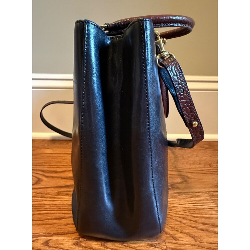 Vintage BRAHMIN Cecilia Black Tuscan Moc Croc Satchel Shoulder Purse 4471BK - Picture 8 of 16